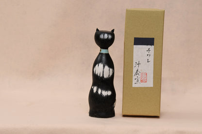 猫こけし（ハチワレ）/ HACHIWARE CAT Kokeshi Doll